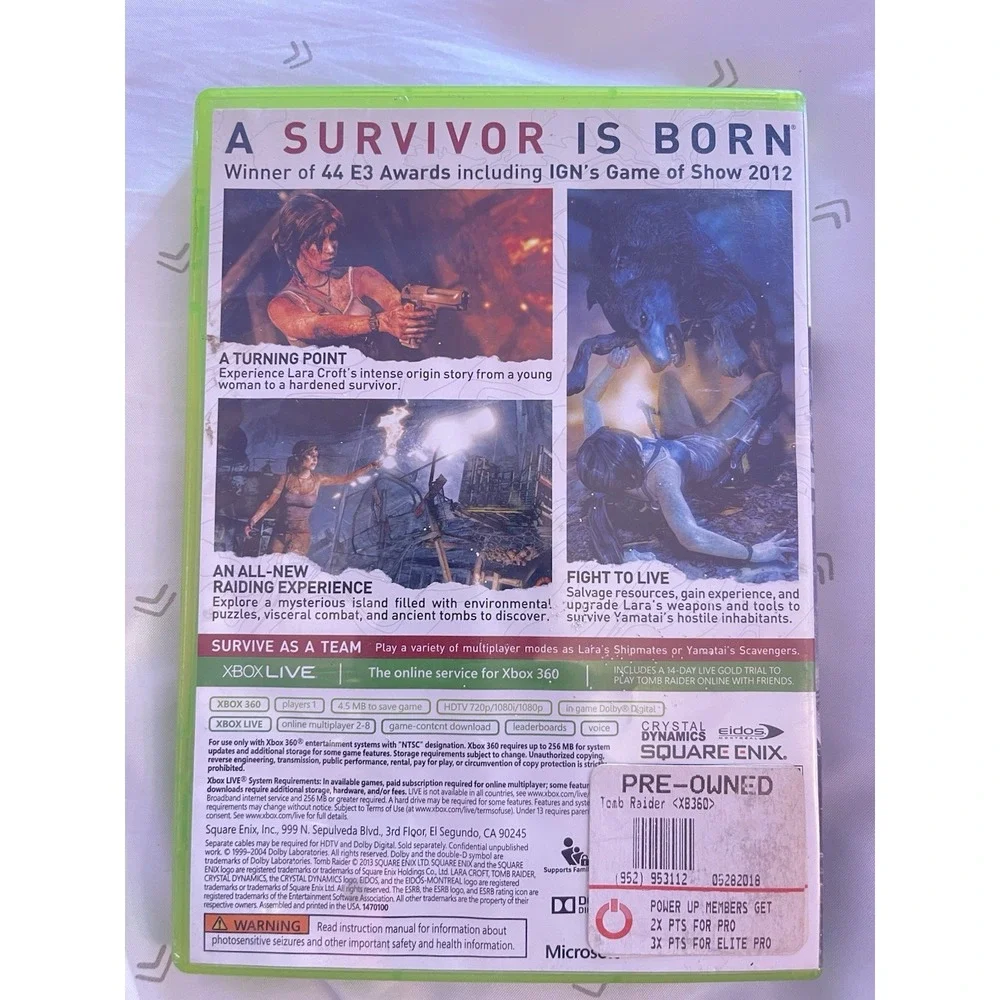 Tomb Raider Microsoft Xbox 360 Crystal Dynamics Complete With Manual Good‎